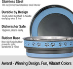 Loving Pets Corsa Dog Bowls- Stainless Steel Dog & Cat Bowls - Spill Proof Dog Food Bowl, Cat Bowl, Puppy Essentials & Pet Supplies Great for Home & Travel (Large 35-65 lbs, Rapid Blue)