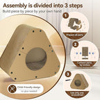 Cat Scratcher House, Cozy Cardboard Design, Safe and Secure for Kittens, Eco-Friendly,Plain Board (Triangles)