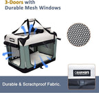 JESPET Soft Dog Crates Kennel for Pets, 3 Door Soft Sided Folding Travel Pet Carrier with Straps and Fleece Mat for Dogs, Cats, Rabbit, Indoor&Outdoor Use(5-Shale Green, Small(24"L x 16.5"W x 16.5"H))