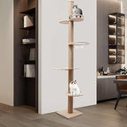 Cat Climbing Tower Floor to Ceiling Cat Tree Height with Clear Space Capsule Adjustable Tower 4 Tier High Tree Sturdy Activity Tree for Living Room, Bathroom, Balcony
