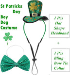 St Patricks Day Dog Costume - St. Patty's Day Doggie Headband and Green Bow Tie Kit