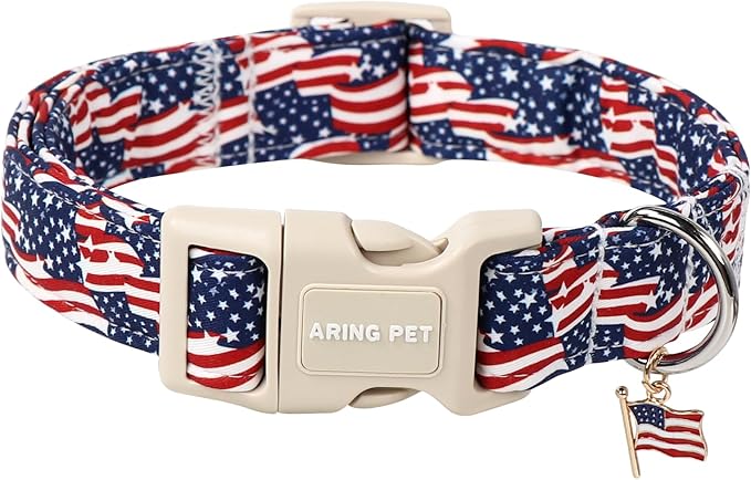 ARING PET 4th of July Collars for Dogs, Fourth of July Patriotic American USA Flag Red White Blue Dog Collar for Puppy Small Medium Large Boy Girl Doggy-XS