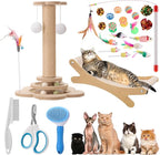 25 Pcs Kitten Starter Kit for Indoor Cats Include Cat Scratching Post, Sisal Scratcher Bed, Brushes, Nail Clipper, Balls for Indoor Kittens Supplies Accessories Welcome Gift
