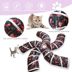 EGETOTA Cat Tunnel for Indoor Cats Large, with Play Ball S-Shape 5 Way Collapsible Interactive Peek Hole Pet Tube Toys, Puppy, Kitty, Kitten, Rabbit (S5 - Mushroom)