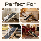 Dog Ramp for Couch & Bed for Small Dogs, Foldable Small Dog Ramps for Sofa - 31.5" LX12 W, 4 Adjustable Height, Portable, Stable, Non-Slip, Carry Handle, Walnut