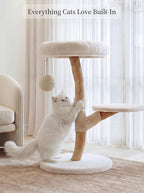 LEO & LEXI Real Wood Modern Cat Tree Tower, Cat Scratching Post with Bed for Small Indoor Cats, Solid Wooden Climbing Tower, Aesthetic Stand, Boho Luxury Pet Furniture