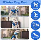 Winter Coat, Waterproof Jacket, Warm Turtleneck Fleece Vest With Built-in Harness, Reflective Snow Jacket Snowsuit for Small Medium Large Dogs, Blue M