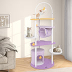 PETSITE 62 inch Moon and Star-Themed Cat Tree, Modern Multi-Level Cat Tower with Moon-Shaped Top Perch, Star-Shaped Hanging Toys, Barrel-Shaped Hammock, and Cat Condo, Cute Cat Tree for Indoor Cats