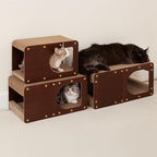 EHEYCIGA Cardboard Cat Scratcher House, 20-Inch Corrugated Cat Scratcher for Indoor Cats, Large Scratching Board Pad, Dark Brown