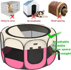 Portable Pet Puppy Dog Cat Playpen, 8-Panel Indoor/Outdoor Puppy Pen with Shade Cover & Travel Bag - Waterproof Dog Cat Tent