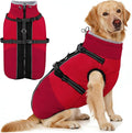 AOFITEE Dog Coat for Large Dogs, Waterproof Dog Winter Jacket with Built in Harness, Warm Turtleneck Cold Weather Coats Large, Reflective Fleece Lined Snow Jacket for French Bulldog, Boston Terrier, L