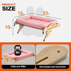Cat Window Perch, Adjustable for Standard Window Sills Up to 7" Deep with Gap/Slot, Sturdy Wooden Cat Window Hammock Holds Up to 45 lbs, Washable Sherpa Cushion Window Seat for Large Indoor Cats
