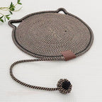 LOS ANDES 15.7'' Cat Scratcher Mat, Natural Cotton Rope Round Pad for Cats, Indoor Scratching Pads with Chew Rope and Ball, Cat Furniture Protector for Wall, Couch, Carpets, Sofa