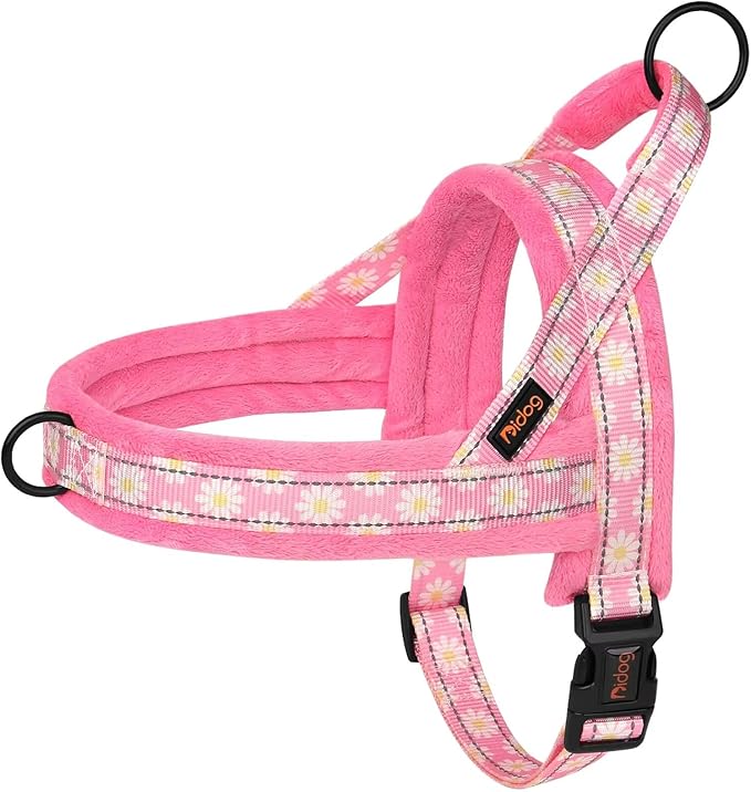 Didog No Pull Dog Harness with Soft Padded, Easy Walk Dog Harness with Quick Release Buckle, Adjustable & Reflective Pet Harness with Soft Padded for Small Medium Dogs (S:Chest 19-22", Pink)