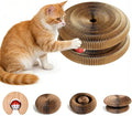 Magic Organ Cat Scratching Board, Interactive Scratch Pad with a Ball, Cat Scratcher for Grinding Claw, Recyclable and Durable, Furniture Protector, Retractable, Brown, Reversible