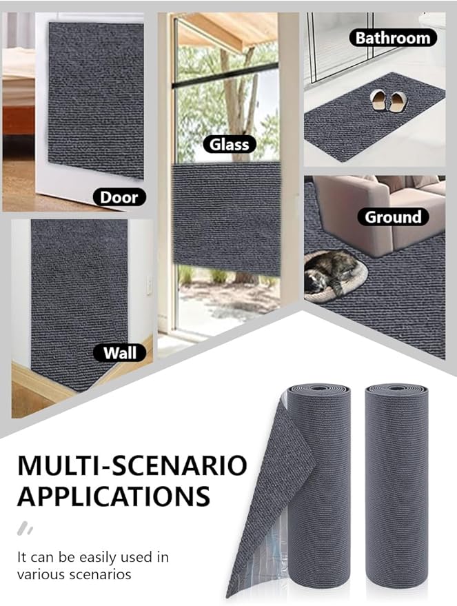 Cat Wall Scratcher Mat, Anti Cats Scratch Furniture Couch Carpet Corner Protector for Indoor, Trimmable Cat Scratching Pad Board Sofa Replacement Deterrent from Cats Claws (Darkgrey,39.3x15.8In)