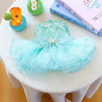 Furbabycare® Elegant Sweet Puppy Dog Blingbling Princess Skirt Pet Dog Lace Cake Camisole Tutu Dress A-Green Small