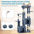 61" Multi-Level Cat Tree Tower for Large Indoor Cats & Maine Coons – Extra-Large Perch, Spacious Condos, Durable Sisal Scratching Posts, Play Toys, Stable Modern Activity Center - Light