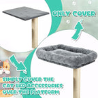 Abbylike 2 Pcs Cat Tree Tower Replacement Parts Grey Bed Cover with Elastic Band Removable Washable Padding for Platform Perch Shelves, Only Cover, Cat Tower Cushions Accessories(15.7 x 15.7 Inch)