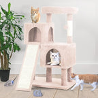 36 inches Cat Tower,Cat Tree for Indoor Cats with Scratching Posts Multi-Level Cat House with Ramp,Double Condos,Spacious Perch,Scratching Sisal Post and Dangling Balls for Kittens,Beige