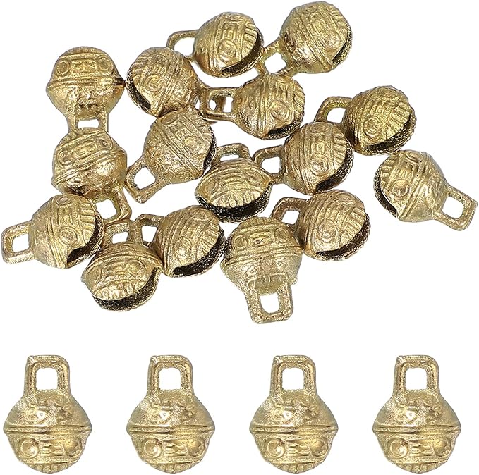 uxcell 16 Pcs Vintage Bronze Jingle Bells, 11mm Tibetan Jingle Bells for Crafts, Small Rustic Decorative Metal Bell for Dog Cat Pet Collar DIY Crafts Home Door Christmas Decor