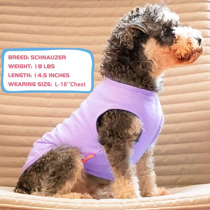 KYEESE 2Pack Dog Shirt, Soft Striped Dogs T Shirts, Lightweight Pet Tank Top, Sleeveless Dog Shirt for Small Dogs, Stretchy Comfortable Pet Vest, Purple+Blue Striped, XL