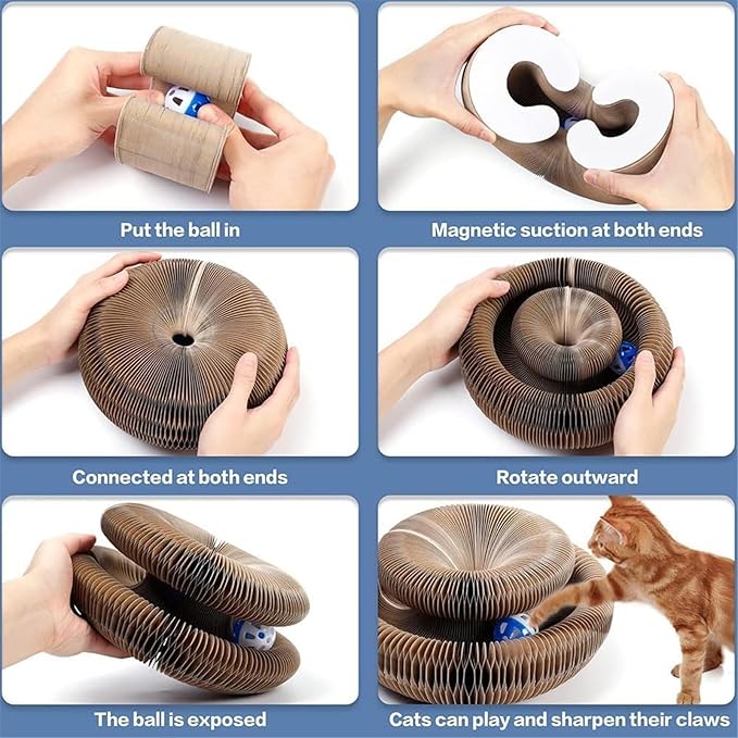 Cat Toy, Magic Organ Cat Scratcher, The Original, Cat Scratchers for Indoor Cats, Cat Toy Round Accordion (1pcs)