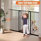 keny 36" Extra Tall Baby Gate for Stairs, 29"-55" Wide Auto Close Dog Gate for Doorways, Pressure Mounted Easy Walk Through Pet Gate with Door, Black