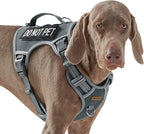 Gray Tactical Dog Harness for Large Dog Breeds, No Pull Adjustable Pet Harness with Handle, Reflective K9 Military Service Dog Vest for Walking Hiking Training, Gray, XL