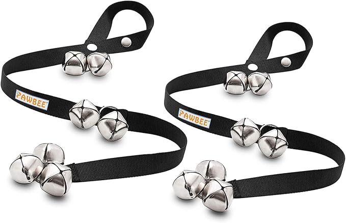 PAWBEE Dog Door Bells for Potty Training, Adjustable, 7 Extra-Loud Potty Jingle Bells for Large and Small Dogs, Set of 2