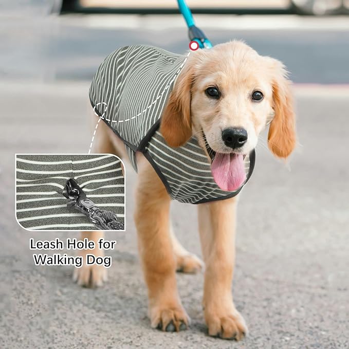 ROZKITCH Dog Winter Coat Soft Pullover Pajamas, Pet Windproof Warm Cold Weather Jacket Vest Cozy Jumpsuit Apparel Outfit Clothes for Walking Hiking Travel Sleep Stripe 4XL