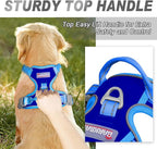 BARKBAY No Pull Dog Harness Front Clip Heavy Duty Reflective Easy Control Handle for Large Dog Walking(Sapphire Blue & Blue,XL)