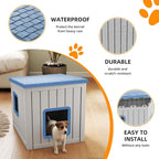 Dog House Small Dog Houses Outdoor with Sloped Roof Waterproof Ventilated Design Easy to Clean Elevated Floor Easy Assembly for Middle Sized Dogs(Blue 24.65"*21.5"*22.21")