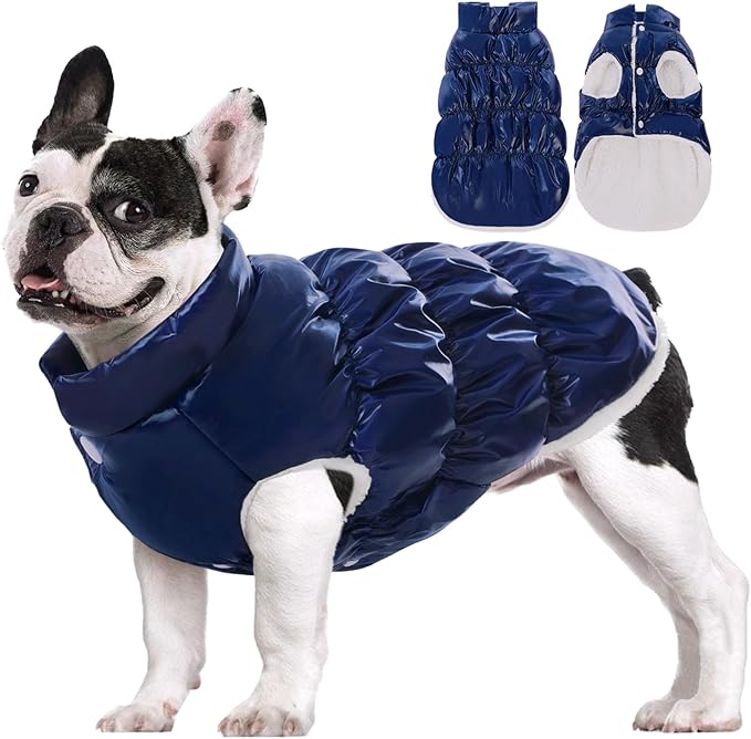 AOFITEE Dog Jacket, Dog Winter Coat, Warm Dogs Coat, Fleece Dogs Puffer Jacket, Windproof Waterproof Pet Snowsuit, Cozy Female Male Pet Snow Jackets Fleece Vest with Snap Closure, Silver, XL