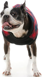Gooby Fashion Vest Check Dog Jacket - Red Check, Large - Warm Zip Up Bomber Vest with Dual D Ring Leash - Winter Water Resistant Small Dog Sweater