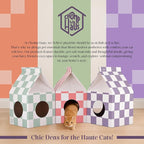 Cardboard Cat House with Scratch Pad – Durable Eco-Friendly Hideaway, Easy Assembly, Stylish Matcha Checkered Design, Indoor Cat Furniture