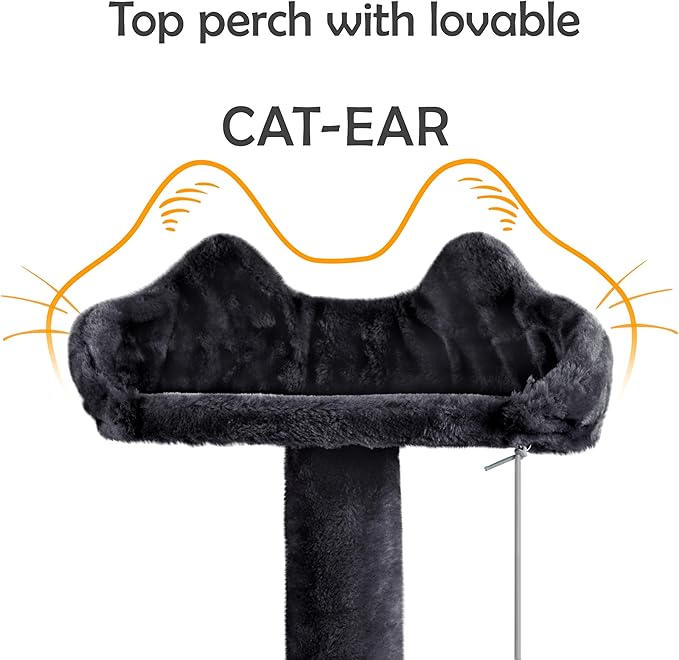 Yaheetech Cat Tree, 57 inches Cat Tower with Double Condo, Scratching Board and Basket, Cat Furniture for Indoor Cats Kitten- Black