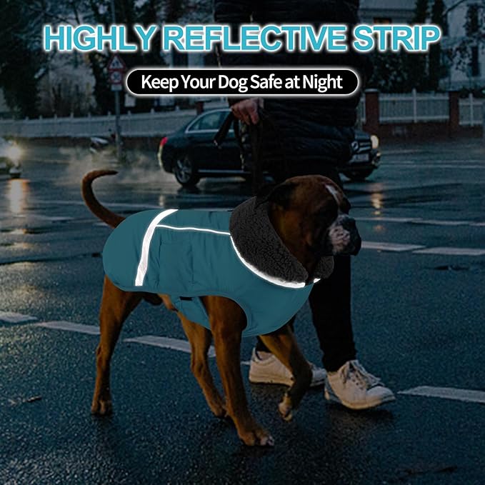 Doglay Dog Winter Coat with Thicken Furry Collar,Soft Reflective Warm Pet Jacket Fleece Lining Waterproof Windproof Clothes for Cold Weather,Small Medium Large Dogs,3XL(Chest:31.5-43.31,Back:27.17)