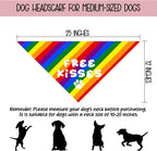 Free Kisses Rainbow Dog Bandanas, LGBTQ+ Pet Accessories for Pride Day Month Gifts for Dogs Owners LGBTQ+ Pride Dog Bandana Rainbow Pet Scarf for Small Medium Cats Dogs