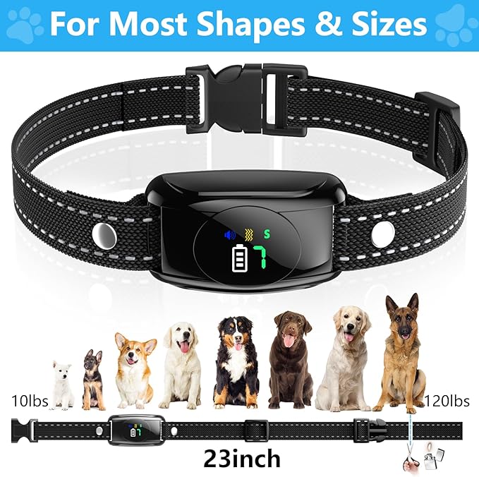 Bark Collar, 2 Pack No Shock Bark Collar for Large & Medium Dogs - Safe & Humane Barking Collar with Beep Vibration & 7 Sensitivity Levels, 100% IPX7 Waterproof Dog Training Collar Indoor Outdoor Use