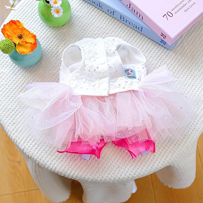 Furbabycare® Elegant Sweet Fashion Puppy Dog Blingbling Princess Skirt Pet Dog Lace Cake Camisole Tutu Dress H-Rosered X-Small