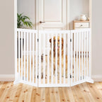 ZENY 36" H Pet Dog Gate, Foldable Freestanding Dog Door 3 Panel, Wooden Z Shape Step Over Pet Fence for Entryway, Stairs, Doorway, White