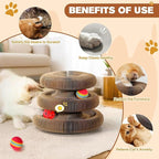 Double Layer Magic Organ Cat Scratcher Board with 4 Interactive Balls, Foldable Scratching Pad for Indoor Cats, Magnetic Interactive Organ Toy, Portable Cat Toys for Apartment, Travel, New Owner