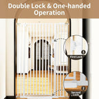 59“ Extra Tall Cat Gate for Doorway: 33.4-37.4” Wide Pet Gate, Auto Close/One Handed Open, 1.34” Extra Small Gap, No Drill Pressure Mount Tall Cat Gate for Interior Stairs/Kitchens/Hallways (White)