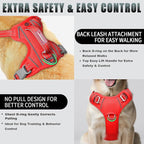 BARKBAY No Pull Dog Harness Large Reflective Dog Harness with Front Clip and Easy Control Handle for Walking Training Running with ID tag Pocket(Red,L)