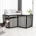 ZJSF Freestanding Indoor Dog Gate for House Foldable Wood Black Puppy Gate for Doorways Pet Gate for Stairs Extra Wide Pet Fence 24" Height 4 Panels