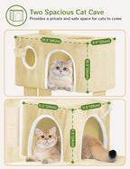 Cat Tree Tower 53 inch - Multi-Level Indoor Activity Center with Sisal Scratching Posts, Condo, Plush Perch & Hanging Toys for Large Cats (Beige)