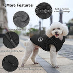 Warm Dog Winter Coat, Windproof Cold Weather Jacket, Reflective & Adjustable Black Pet Vest with Harness, Thick Polar Fleece Lining Cozy Apparel for Small Medium Dogs & Cats