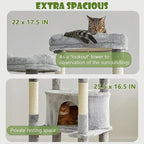Tall Cat Tree 78.8in, Patent Fabric Multilevel Cat Tower for Adult Cats, Climbing Tree House and Towers with Condo Hammock Scratching Post Large Platform Wide Base