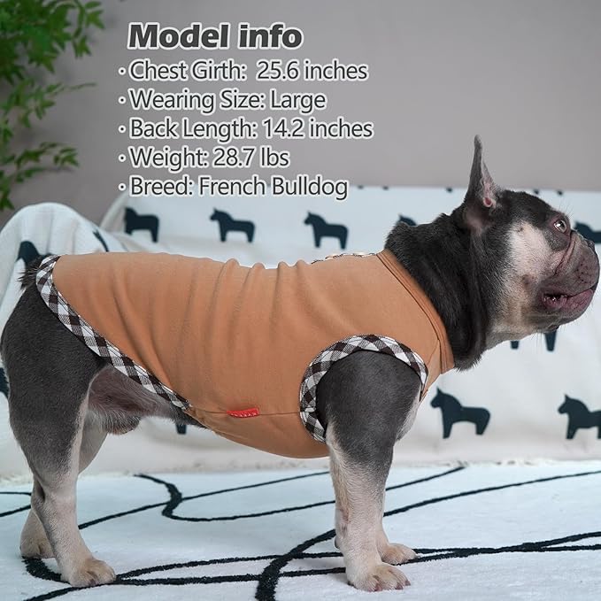KYEESE 2Pack Dog Shirt Lightweight Sweatshirt Fleece Coats Stretchy Shirt Vest Clothes Pullover Sweater for Small Dogs, Brown+Khaki, Medium